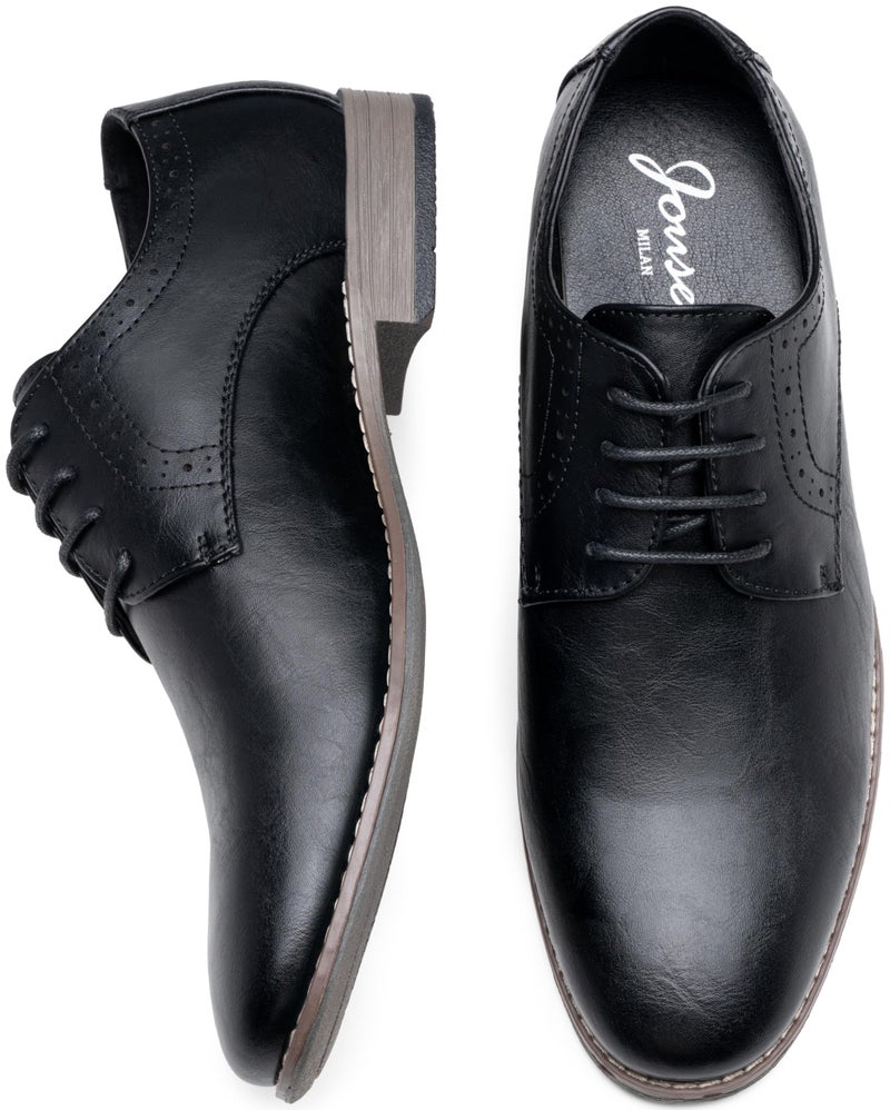 Jousen Men's Oxford Business Dress Shoes Formal Black Oxford Wingtip Lace Up Dress Shoes(A5A093 Black 11.5) - Image 2